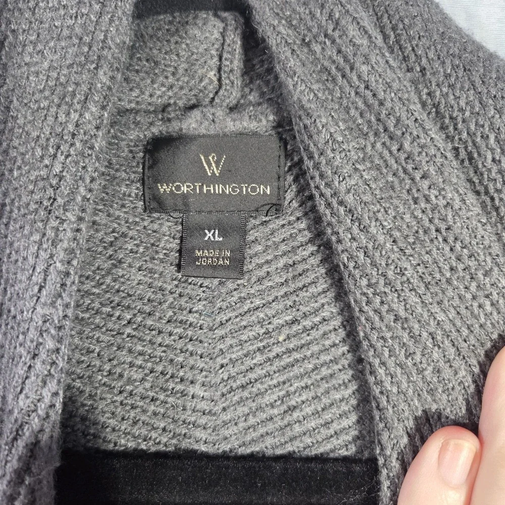 Worthington Cardigan Womens XL Dolman Sleeve Waterfall Collar Gray Lagenlook‎